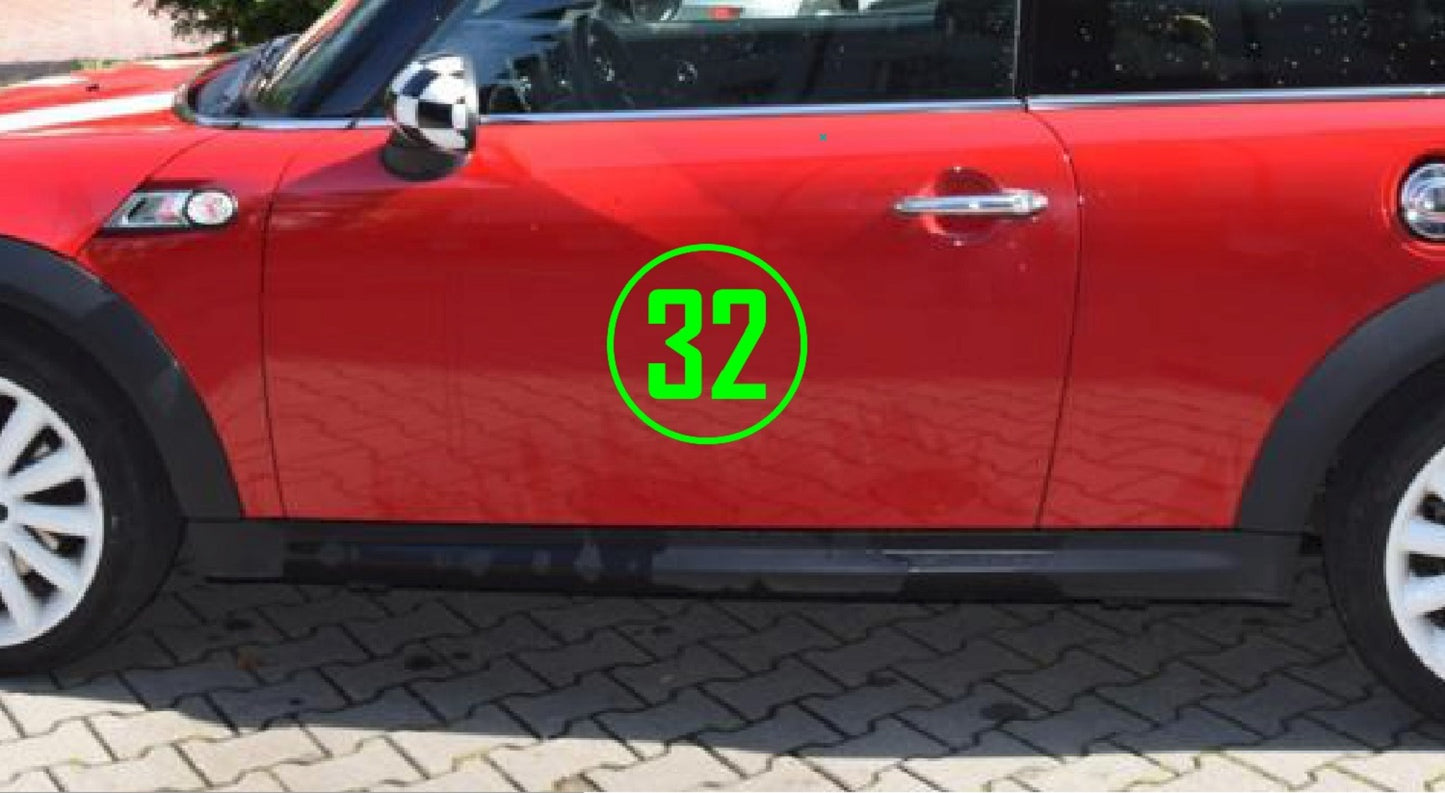 Custom number Vinyl Decals for cars, trucks, SUV's, Track Day, Racing and Autocross numbers