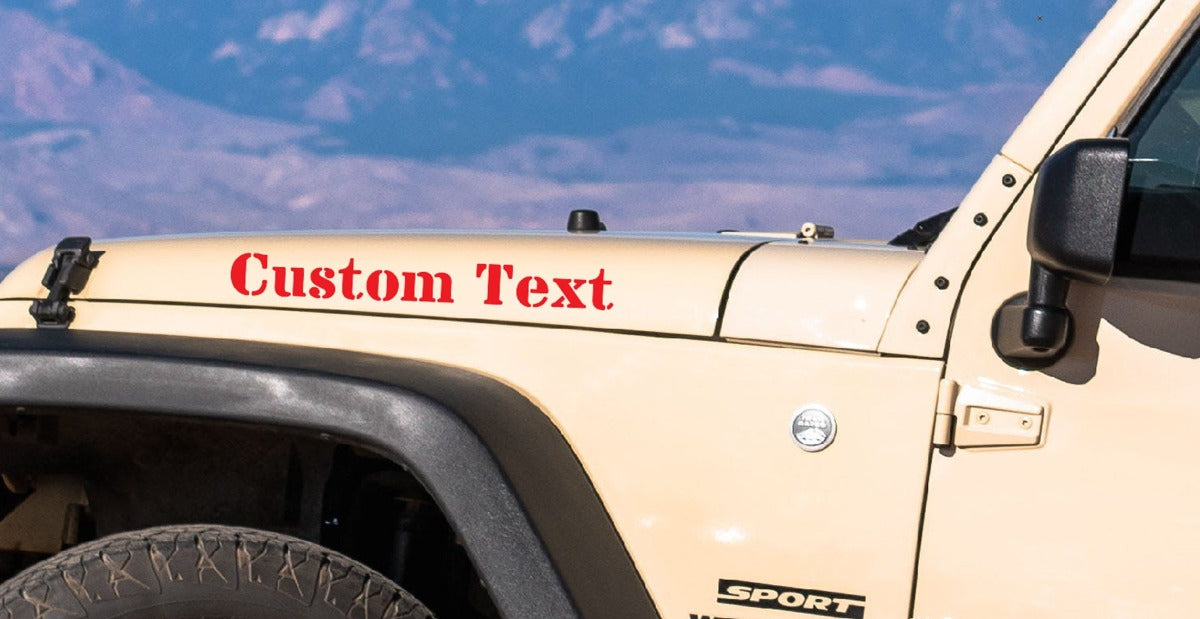 Custom Text Hood Decals | Set of 2