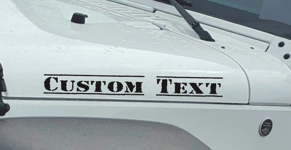 Custom Text Hood Decals | Set of 2