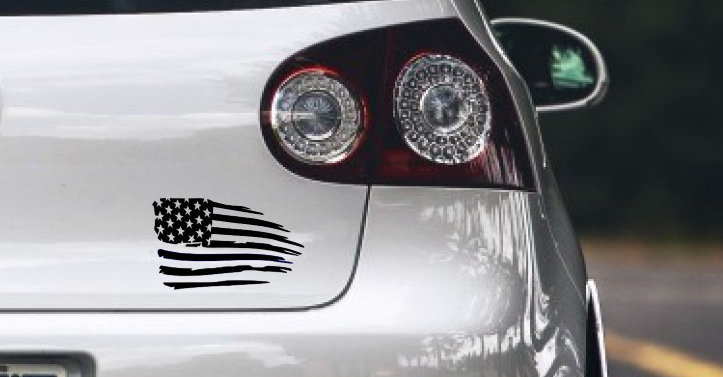 Distressed American Flag Decal Fits Jeeps, Cars, Trucks. Sizes Available